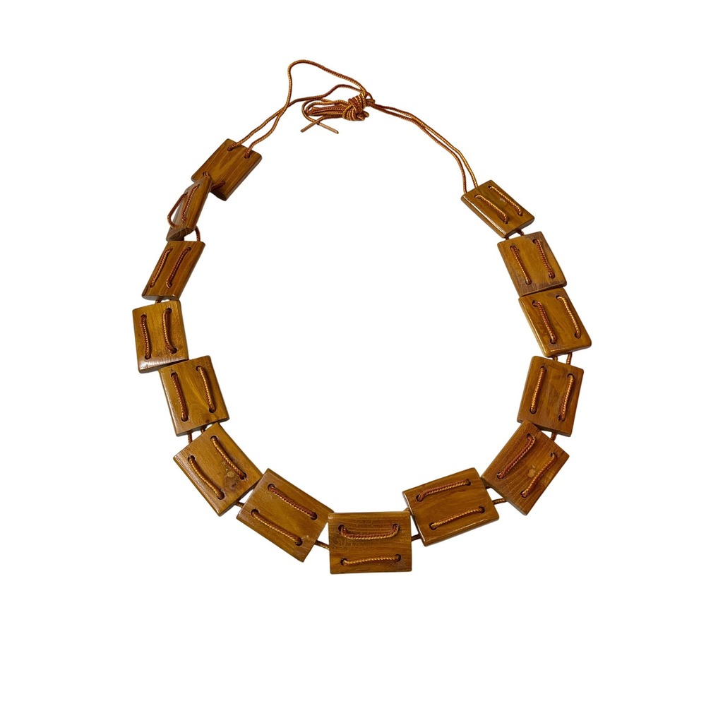 Wooden Block Link Hip Belt Boho Hippie Vintage Retro Rustic Funky‎ Festival Y2K